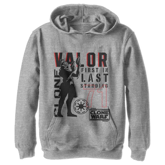 Boy's Star Wars: The Clone Wars Valor First In Last Standing Pull Over Hoodie Athletic Heather Medium