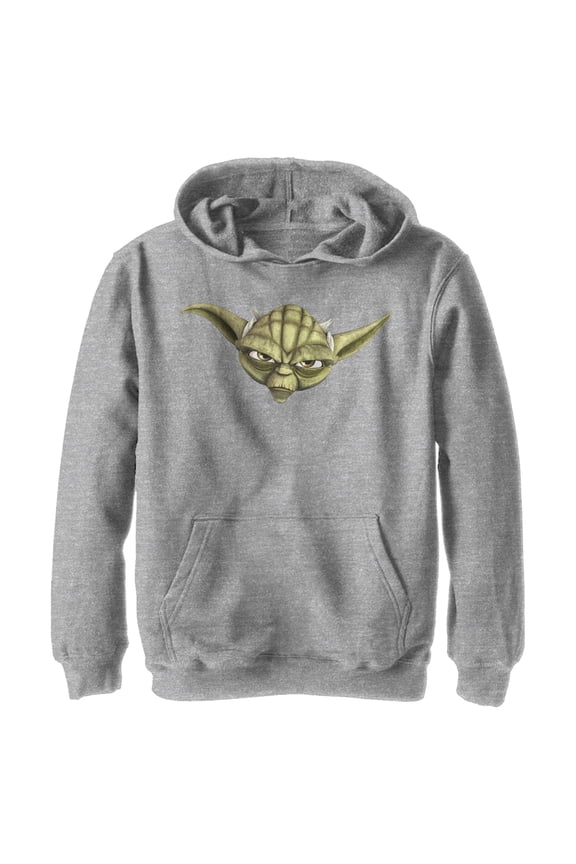 Boy's Star Wars: The Clone Wars Yoda Big Face Pull Over Hoodie Athletic Heather Medium