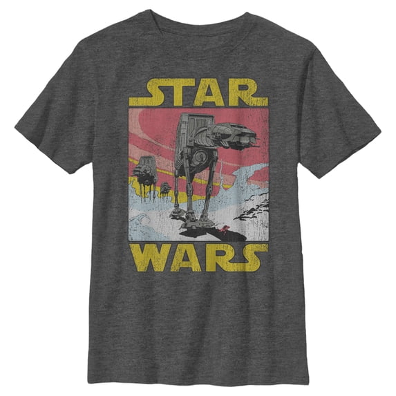 Boy's Star Wars: The Empire Strikes Back AT-AT Scene Graphic Tee Charcoal Heather Large