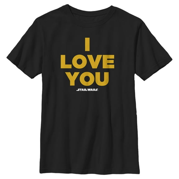 Boy's Star Wars: The Empire Strikes Back Princess Leia I Love You  Graphic Tee Black X Large
