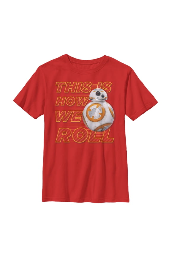 Boy's Star Wars The Force Awakens BB-8 This is How We Roll Graphic Tee Red X Small