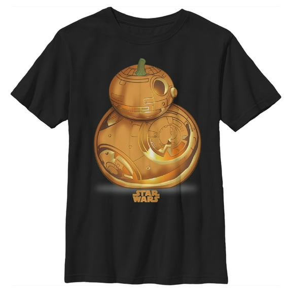 Boy's Star Wars The Force Awakens Halloween Pumpkin BB-8 Graphic Tee Black Medium