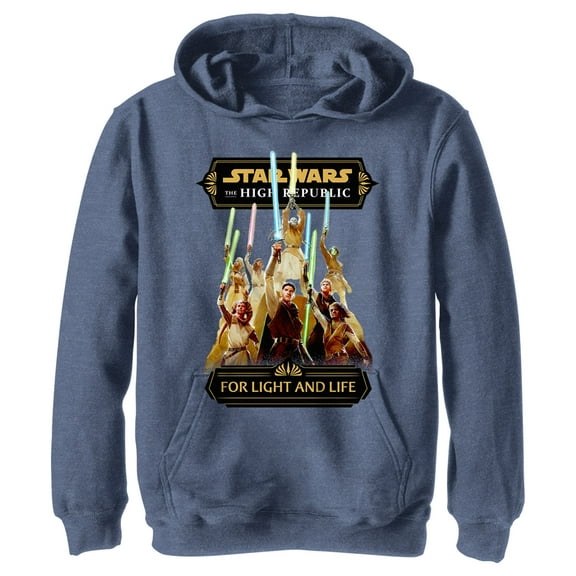 Boy's Star Wars The High Republic Jedi For Light and Life  Pull Over Hoodie Navy Blue Heather Small