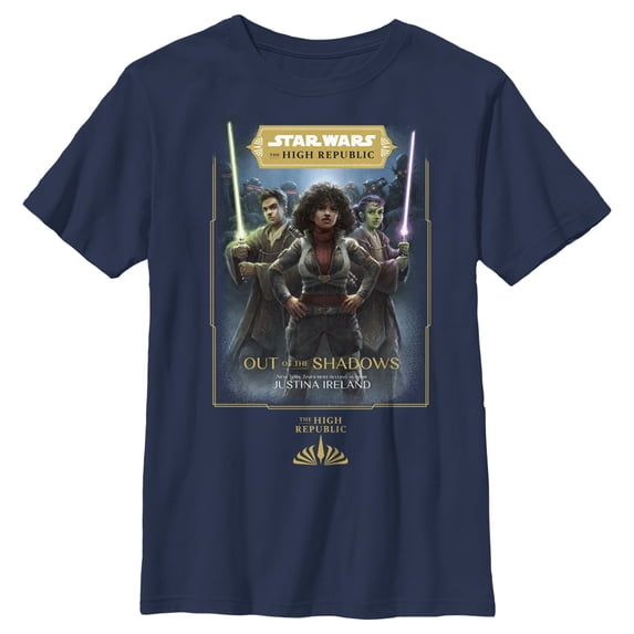 Boy's Star Wars The High Republic Out of the Shadows Cover Graphic Tee Navy Blue Medium