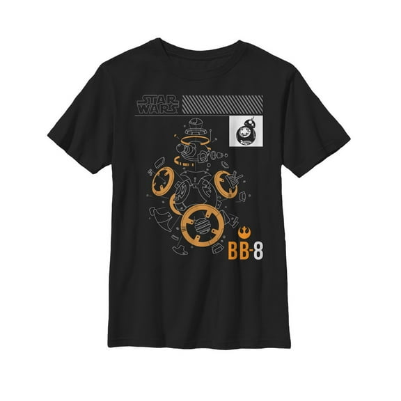Boy's Star Wars The Last Jedi BB-8 Deconstruct  Graphic Tee Black Large