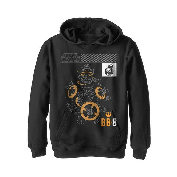Boy's Star Wars The Last Jedi BB-8 Deconstruct Pull Over Hoodie Black X Large