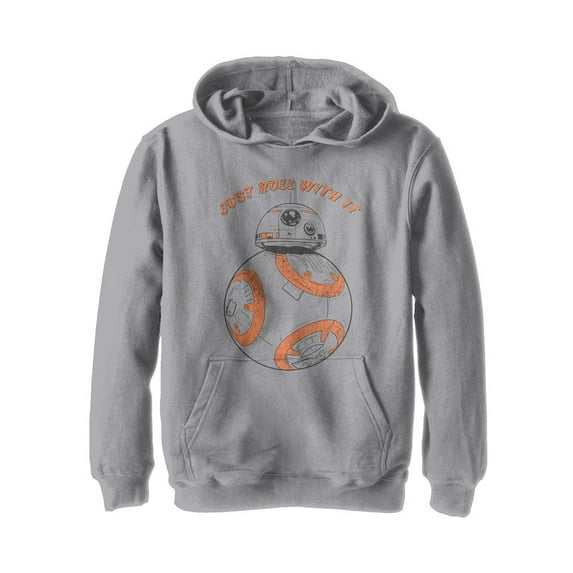 Boy's Star Wars The Last Jedi BB-8 Roll With It Pull Over Hoodie Athletic Heather X Large