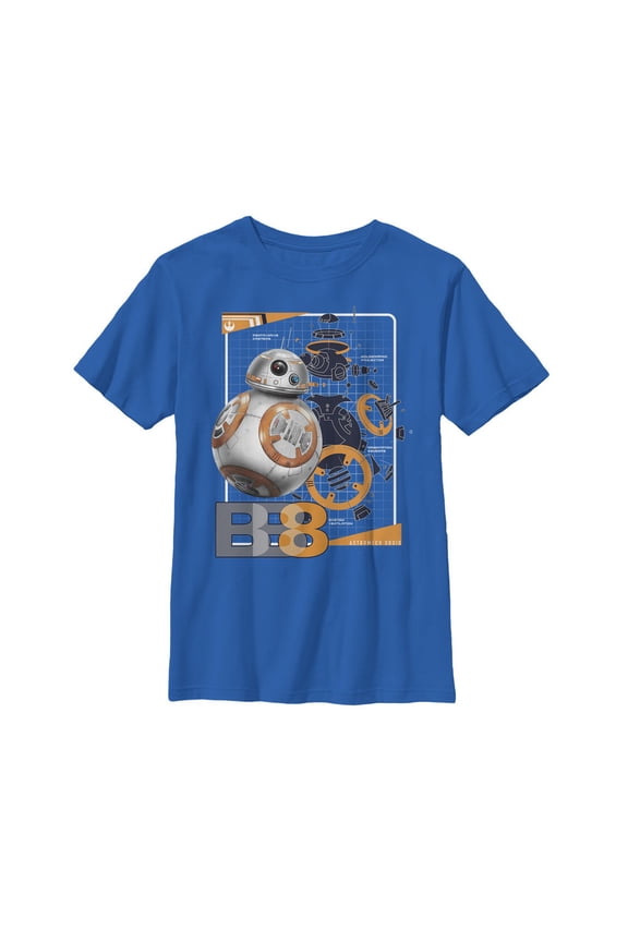 Boy's Star Wars The Last Jedi BB-8 Schematics Graphic Tee Royal Blue Medium