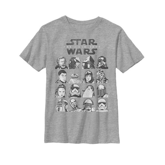 Boy's Star Wars The Last Jedi Character Page  Graphic Tee Athletic Heather Small