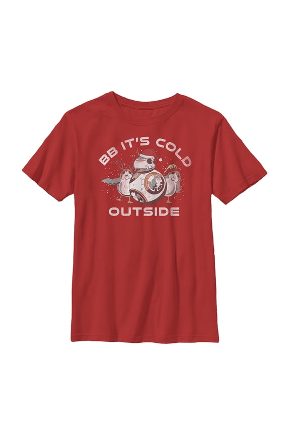 Boy's Star Wars The Last Jedi Christmas Cold BB-8 Graphic Tee Red Small