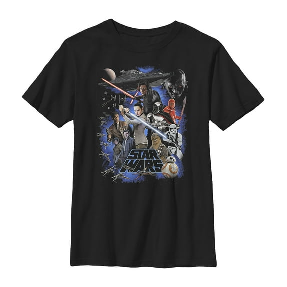 Boy's Star Wars The Last Jedi Gang's All Here Graphic Tee Black X Large
