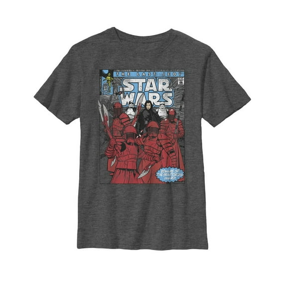 Boy's Star Wars The Last Jedi Guard Comic Cover  Graphic Tee Charcoal Heather Small