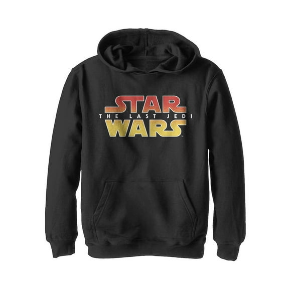 Boy's Star Wars The Last Jedi Logo Pull Over Hoodie Black Medium
