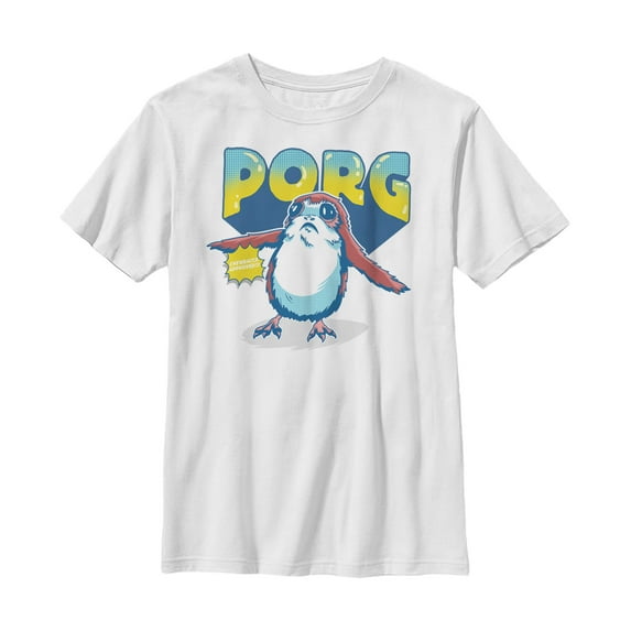 Boy's Star Wars The Last Jedi Pop Vibes Porg Graphic Tee White Large