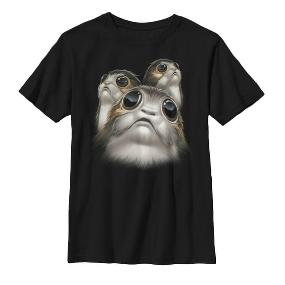 Boy's Star Wars The Last Jedi Porg Eyes  Graphic Tee Black X Large
