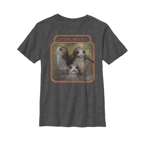 Boy's Star Wars The Last Jedi Porgs Frame Graphic Tee Charcoal Heather X Large