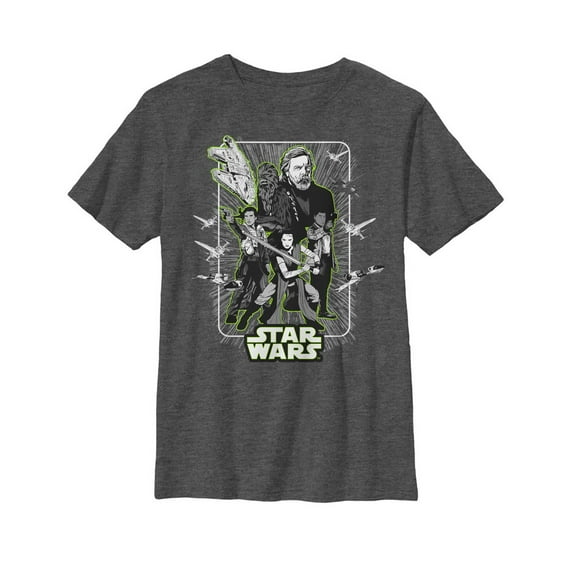 Boy's Star Wars The Last Jedi Rebel Frame  Graphic Tee Charcoal Heather Large