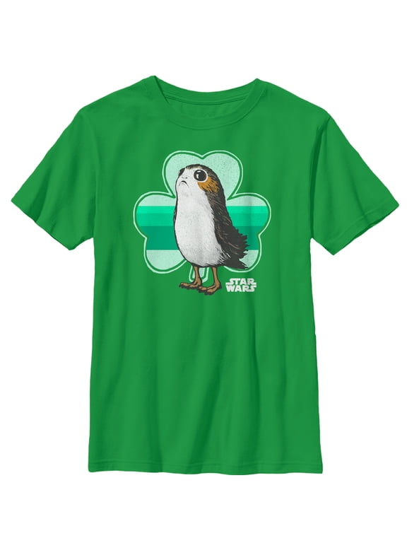 Boy's Star Wars The Last Jedi St. Patrick's Day Porg Shamrock Graphic Tee Kelly Green Medium