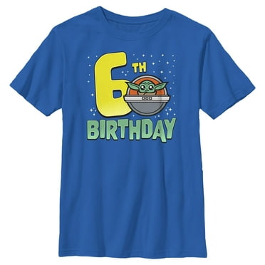 Boy's Star Wars: The Mandalorian 6th Birthday Grogu Bassinet  Graphic Tee Royal Blue Medium