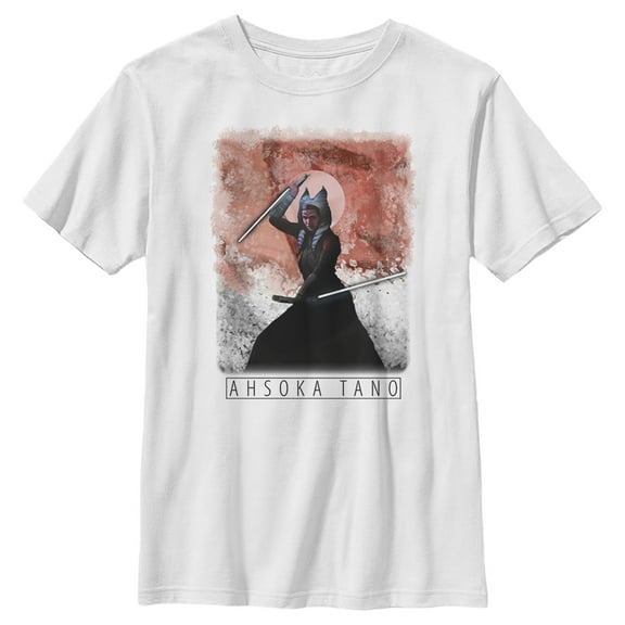 Boy's Star Wars: The Mandalorian Ahsoka Tano Painted Portrait Graphic Tee White Medium