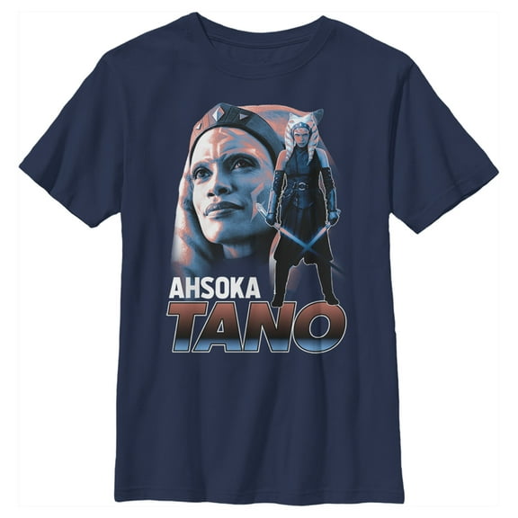 Boy's Star Wars: The Mandalorian Ahsoka Tano Portrait  Graphic Tee Navy Blue X Large