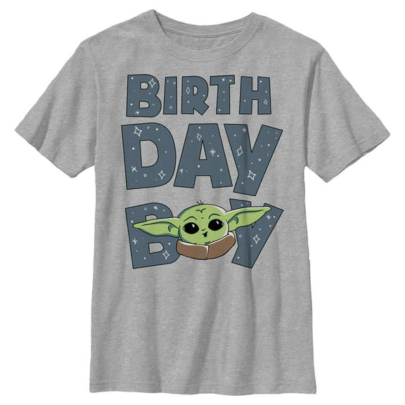 Boy's Star Wars: The Mandalorian Animated Grogu Birthday Boy Graphic Tee Athletic Heather Medium