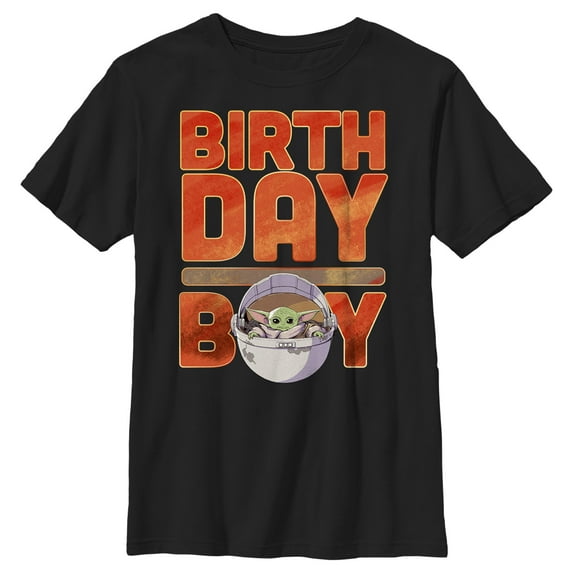 Boy's Star Wars: The Mandalorian Birthday Grogu Graphic Tee Black Small