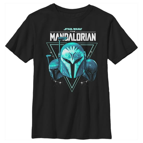 Boy's Star Wars: The Mandalorian Bo-Katan Nite Owl Helmets Graphic Tee Black Small