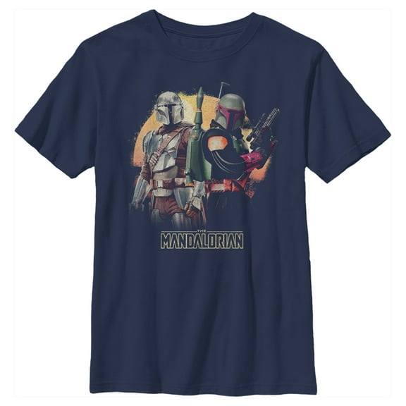 Boy's Star Wars: The Mandalorian Boba Fett Honor the Deal  Graphic Tee Navy Blue X Large
