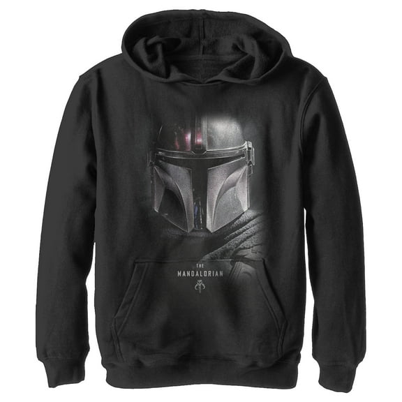 Boy's Star Wars: The Mandalorian Bounty Hunter Shadow Pull Over Hoodie Black Medium