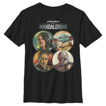 Boy's Star Wars: The Mandalorian Character Frame  Graphic Tee Black Small