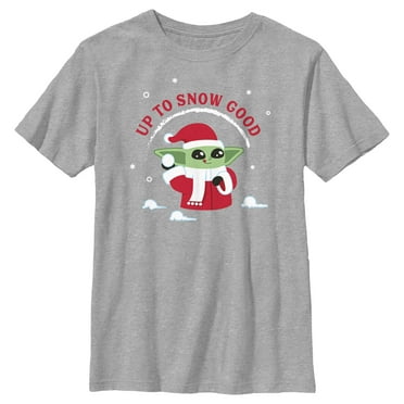 Boy's Star Wars: The Mandalorian Christmas Grogu Up to Snow Good  Graphic Tee Athletic Heather Small