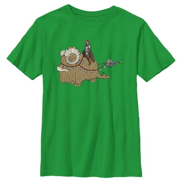 Boy's Star Wars: The Mandalorian Christmas Lights Bantha  Graphic Tee Kelly Green Large