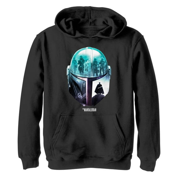 Boy's Star Wars: The Mandalorian Din Djarin Helmet Scenes  Pull Over Hoodie