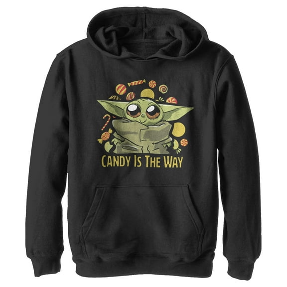 Boy's Star Wars: The Mandalorian Follow the Candy  Pull Over Hoodie Black Medium