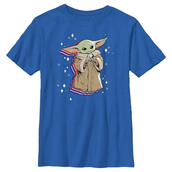 Boy's Star Wars: The Mandalorian Fourth of July Grogu  Graphic Tee Royal Blue X Large