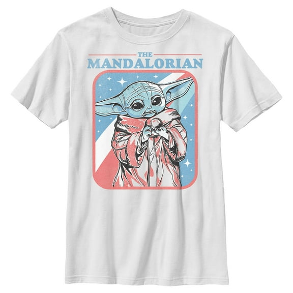 Boy's Star Wars: The Mandalorian Fourth of July Grogu Stars and Stripes Graphic Tee White X Large