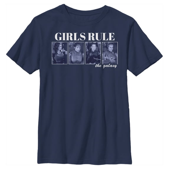 Boy's Star Wars: The Mandalorian Girls Rule the Galaxy Graphic Tee Navy Blue Small