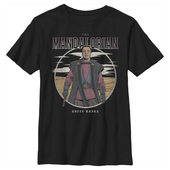 Boy's Star Wars: The Mandalorian Greef Karga Portrait Graphic Tee Black Large