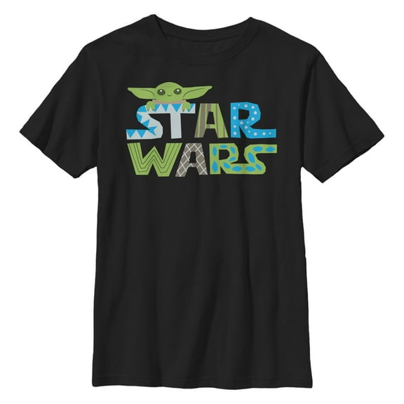 Boy's Star Wars: The Mandalorian Grogu Classic Logo  Graphic T-Shirt