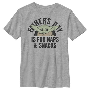 Boy's Star Wars: The Mandalorian Grogu Father's Day is for Naps & Snacks  Graphic Tee Athletic Heather Small