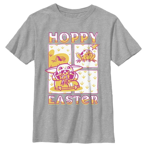 Boy's Star Wars: The Mandalorian Grogu Hoppy Easter  Graphic Tee Athletic Heather Large
