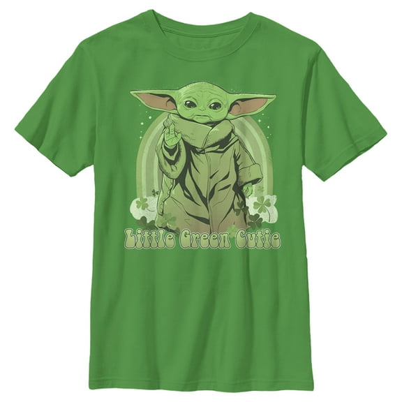 Boy's Star Wars: The Mandalorian Grogu St. Patrick's Day Little Green Cutie  Graphic Tee Kelly Green X Large