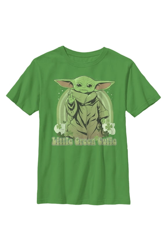 Boy's Star Wars: The Mandalorian Grogu St. Patrick's Day Little Green Cutie  Graphic Tee Kelly Green Small