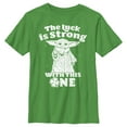 thumbnail image 1 of Boy's Star Wars: The Mandalorian Grogu St. Patrick's Day Stars Luck is Strong with this One  Graphic Tee Kelly Green X Small, 1 of 4