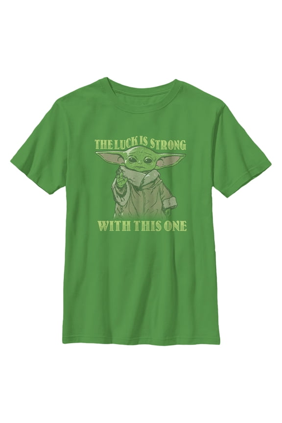 Boy's Star Wars: The Mandalorian Grogu St. Patrick's Day The Luck is Strong With This One Graphic Tee Kelly Green Small