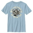 thumbnail image 1 of Boy's Star Wars: The Mandalorian Grogu and Din Djarin May the Fourth Be With You Graphic Tee Light Blue Small, 1 of 4