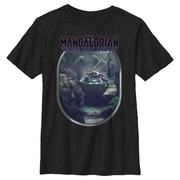 Boy's Star Wars: The Mandalorian Grogu and the Alamites Graphic Tee Black X Large