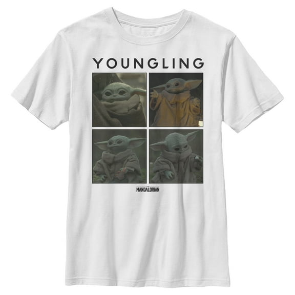Boy's Star Wars: The Mandalorian Grogu the Youngling  Graphic Tee White Small