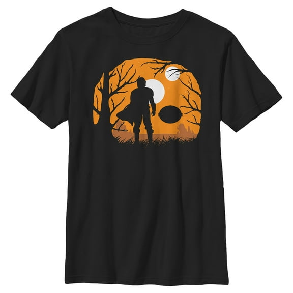 Boy's Star Wars: The Mandalorian Halloween Din Djarin Haunting Galaxy  Graphic Tee Black Medium